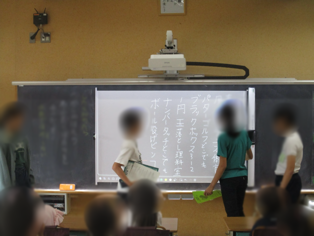 班の６年生が、お店の案をまとめている。