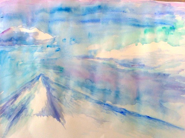 児童の描いた山