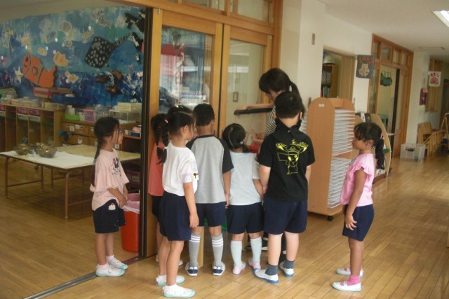 トンボをはなす前の様子